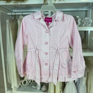 London Fog girl's light weight jacket water repellant pink & gray size 10-12